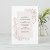 オールインワン　ラスティック　ニュートラル　フラワーズ　ウェディング 招待状 (スタンド正面)
