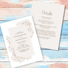 オールインワン ラスティック ニュートラル フラワーズ ウェディング 招待状