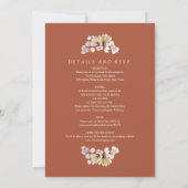 オールインワン ラスティック フラワー テラコッタ 秋のウェディング 招待状 (裏面)