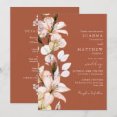 オールインワン ラスティック フラワー テラコッタ 秋のウェディング 招待状 (正面/裏面)
