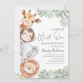 オールインワン リトルワイルドワン サファリ ベイビーシャワー 招待状 (正面)