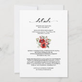 オールインワン レッド フローラル ウェディング 招待状 (裏面)