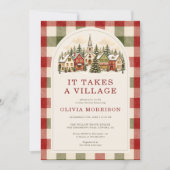 オールインワン It Takes a Village 冬のベビーシャワー 招待状 (正面)