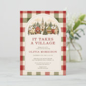 オールインワン It Takes a Village 冬のベビーシャワー 招待状 (スタンド正面)