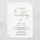 オールインワン w- RSVP & レジストリー ゴールドグリッターウェディング 招待状 (正面/裏面)