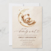オールインワンbearly待機ニュートラルベージュベビーシャワー 招待状 (正面)