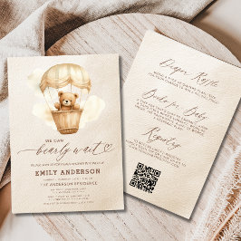 オールインワンbearly待機ニュートラルベージュベビーシャワー 招待状