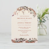 オールインワンBohoフローラアーチ素朴ラ結婚イト 招待状 (スタンド正面)