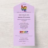 オールインワンLOVEパープルをテーマにした同結婚性 オールインワン招待状 (内側)