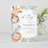 オールインワンOh Boy Safari Animal Boy's Baby Shower 招待状 (スタンド正面)