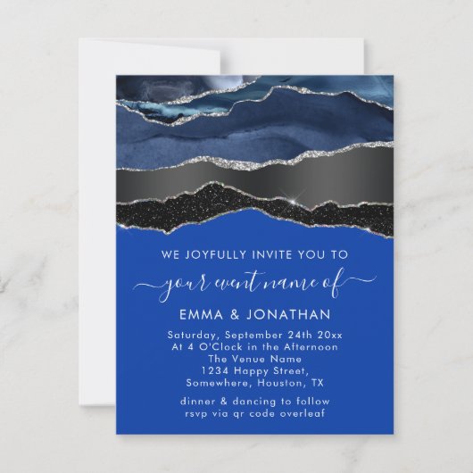 オールインワンQRコードブラックシルバーブルーネイビーグリッター (正面)