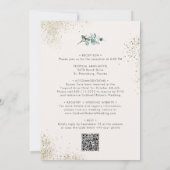 オールインワンQRコードユーカリ金ゴールドグリッター結婚 招待状 (裏面)
