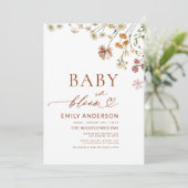 オールインワンQRコードワイルドフラワーベビー開花シャワー 招待状 (スタンド正面)