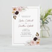 オールインワンQRコード赤面ピンクローズ結婚ズ 招待状 (スタンド正面)