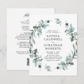 オールインワンQRコードEucalyptus Greenery 結婚's 招待状 (正面/裏面)