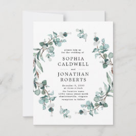 オールインワンQRコードEucalyptus Greenery 結婚's 招待状