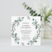 オールインワンQRコードEucalyptus Greenery 結婚's 招待状 (スタンド正面)