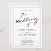 オールインワンQRコードRSVP書道モダンの結婚書 招待状 (正面/裏面)