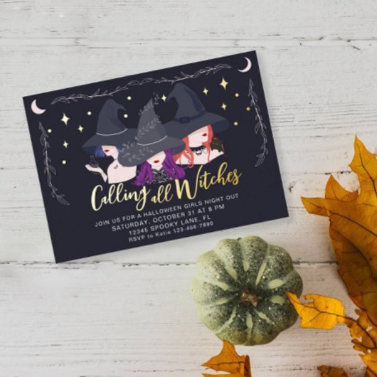 オールウィッチズガールズナイトハロウィーエンパーティー 箔招待状