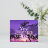 オールウェイリージパープルパームサンセット ポストカード (スタンド正面)
