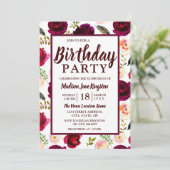 オールエイジズブルゴーニュフラワーズバースデーパーティー招待状 招待状 (スタンド正面)