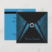 オールオケージョン ティール ブラック インビテーションテンプレート 招待状 (正面/裏面)