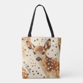 オールオパーソナライズされたーバープリントかわいいベビー鹿トート トートバッグ (裏面)