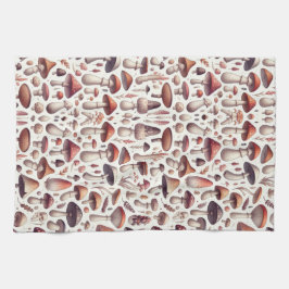 オールオーバーキノコのパターンデザイン キッチンタオル