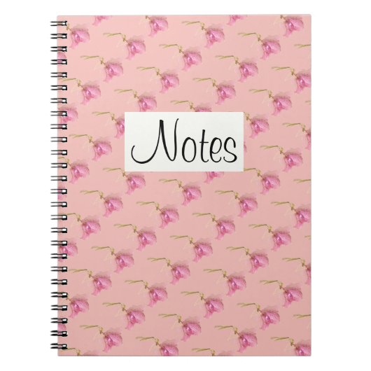 オールオーバーピンクのフローラプリントヘルペールオンピンク ノートブック (正面)