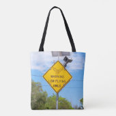 オールオーバープリントされたトートバッグにフクロウの警告標識 トートバッグ (裏面)