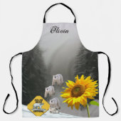オールオーバープリントエプロンひまわりフローラホッキョクグマ エプロン (正面)