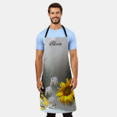 オールオーバープリントエプロンひまわりフローラホッキョクグマ エプロン (着用した状態)
