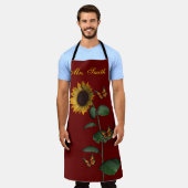 オールオーバープリントエプロンひまわり蝶 エプロン (着用した状態)