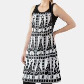 オールオーバープリントエプロンクリスマスツリーブラック&ホワイト エプロン (インサイチュ)