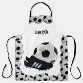 オールオーバープリントエプロンサッカースポーツ白黒 エプロン (正面)
