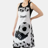 オールオーバープリントエプロンサッカースポーツ白黒 エプロン (インサイチュ)