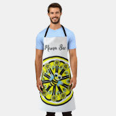 オールオーバープリントエプロンハッピー（昆虫）マルハナバチレモンマビー エプロン (着用した状態)