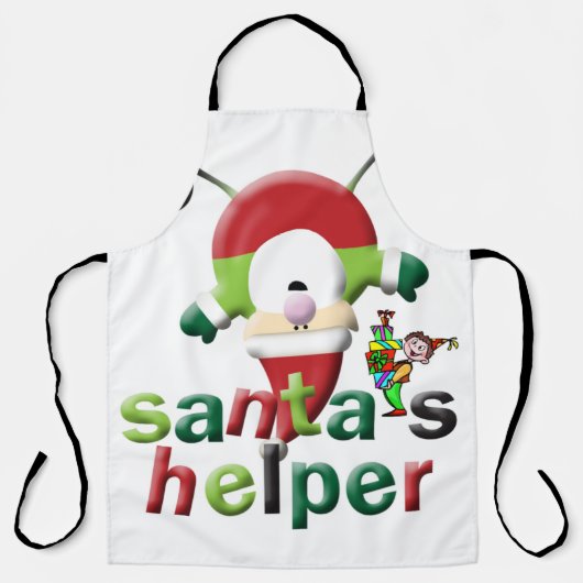 オールオーバープリントエプロンプクリスマスサンタのヘルパー エプロン (正面)