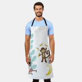 オールオーバープリントエプロンモンキーズバナナ葉 エプロン (着用した状態)