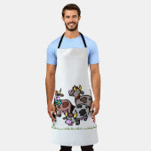 オールオーバープリントエプロンモー牛フローラ エプロン (着用した状態)