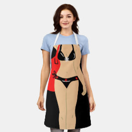 オールオーバープリントエプロン中ビキニブラック エプロン