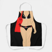 オールオーバープリントエプロン中ビキニブラック エプロン (正面)