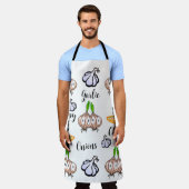 オールオーバープリントエプロン幸せシェフネギにんにくスープ エプロン (着用した状態)