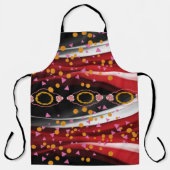 オールオーバープリントエプロン抽象芸術赤白ブラック エプロン (正面)