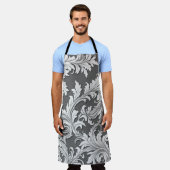オールオーバープリントエプロン白黒グレー エプロン (着用した状態)