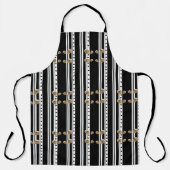 オールオーバープリントエプロン白黒スカル エプロン (正面)