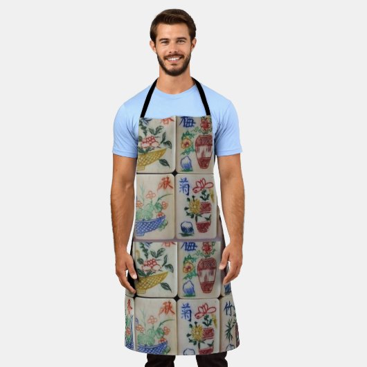 オールオーバープリントエプロン麻雀 エプロン (着用した状態)