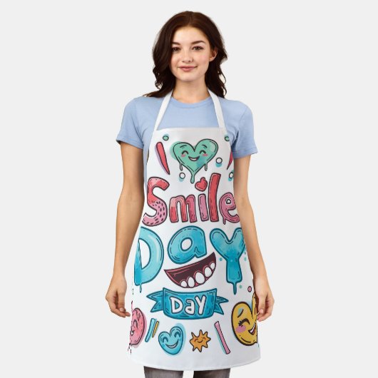 オールオーバープリントエプロン エプロン (着用した状態)