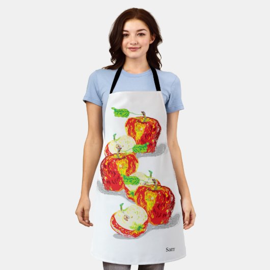 オールオーバープリントエプロン エプロン (着用した状態)