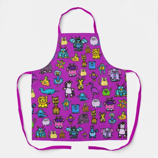 オールオーバープリントエプロン – 紫(大人) エプロン (正面)